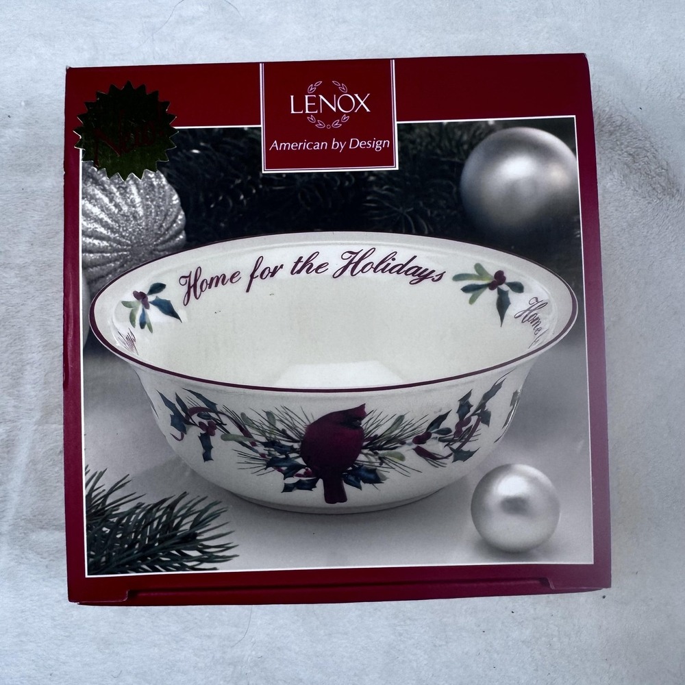 Lenox Winter Greetings Home For The Holidays 8in Cardinal Christmas Serving Bowl